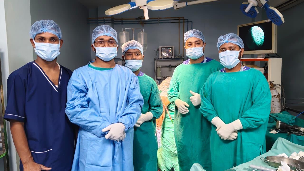 Professional orthopedic surgery team at the clinic in Malda